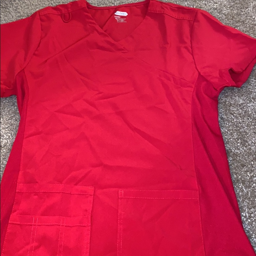 Red scrub top